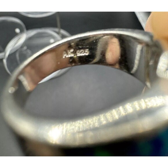 Sterling 925 Ring Amethyst Fire Opal Size 7 Signed Cubic Zirconia February BDay - Picture 8 of 10